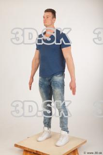 Whole body blue tshirt light blue jeans of Andrew 0002